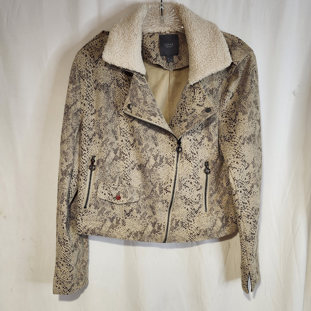 Lysse New York Womens Faux Fur Fashionable Size S Small Animal Print Crop Jacket